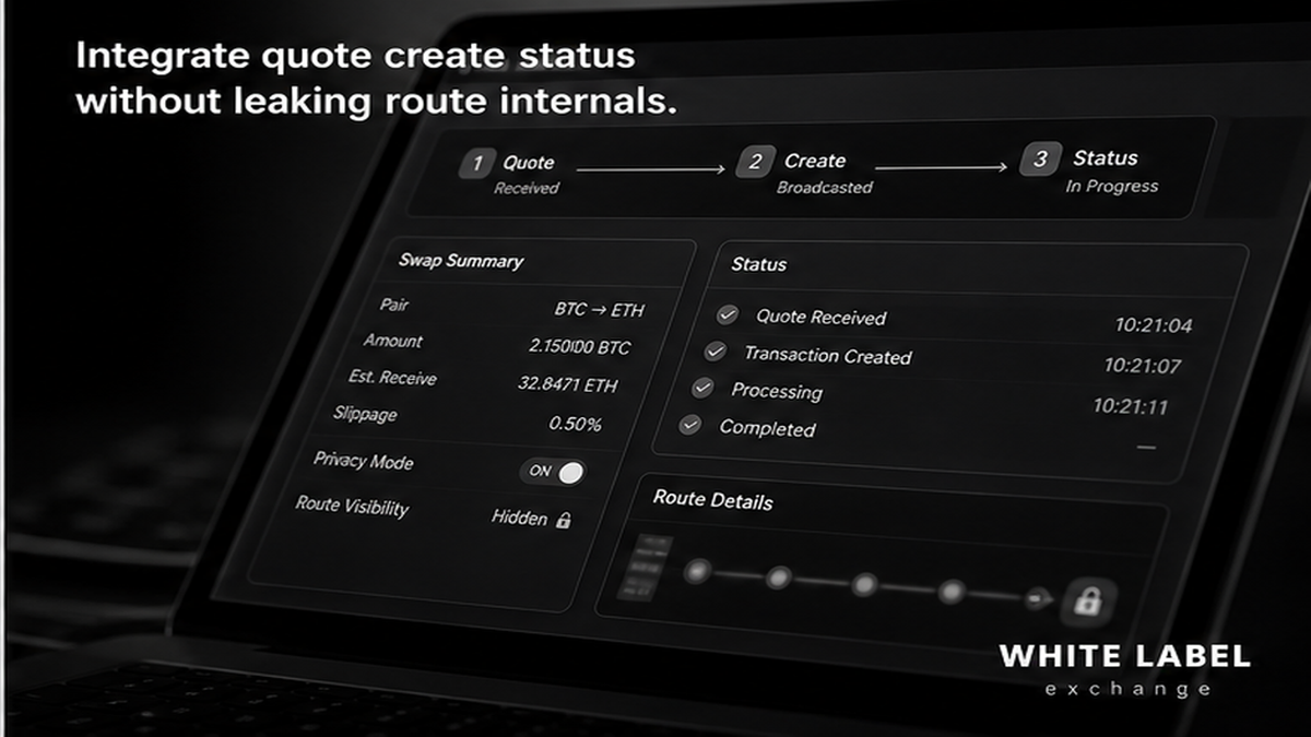 Grayscale dashboard: quote create status flow with route internals hidden